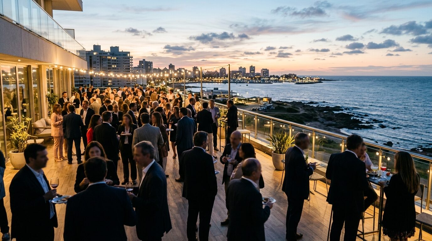 Cóctel de networking en un centro de convenciones